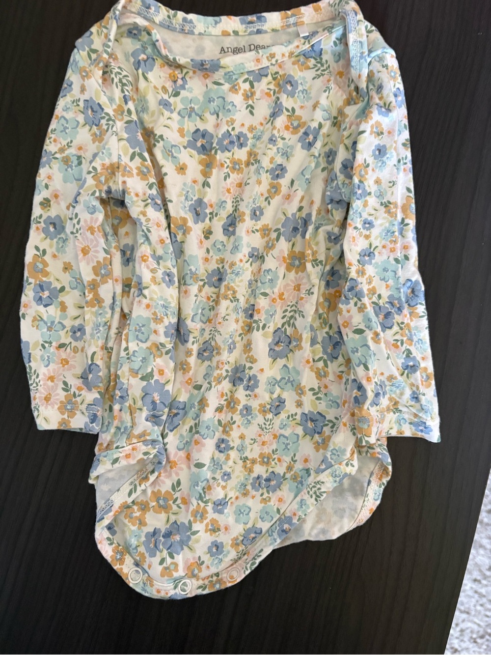 Angel Dear Blue & Yellow Floral Baby Onesie
